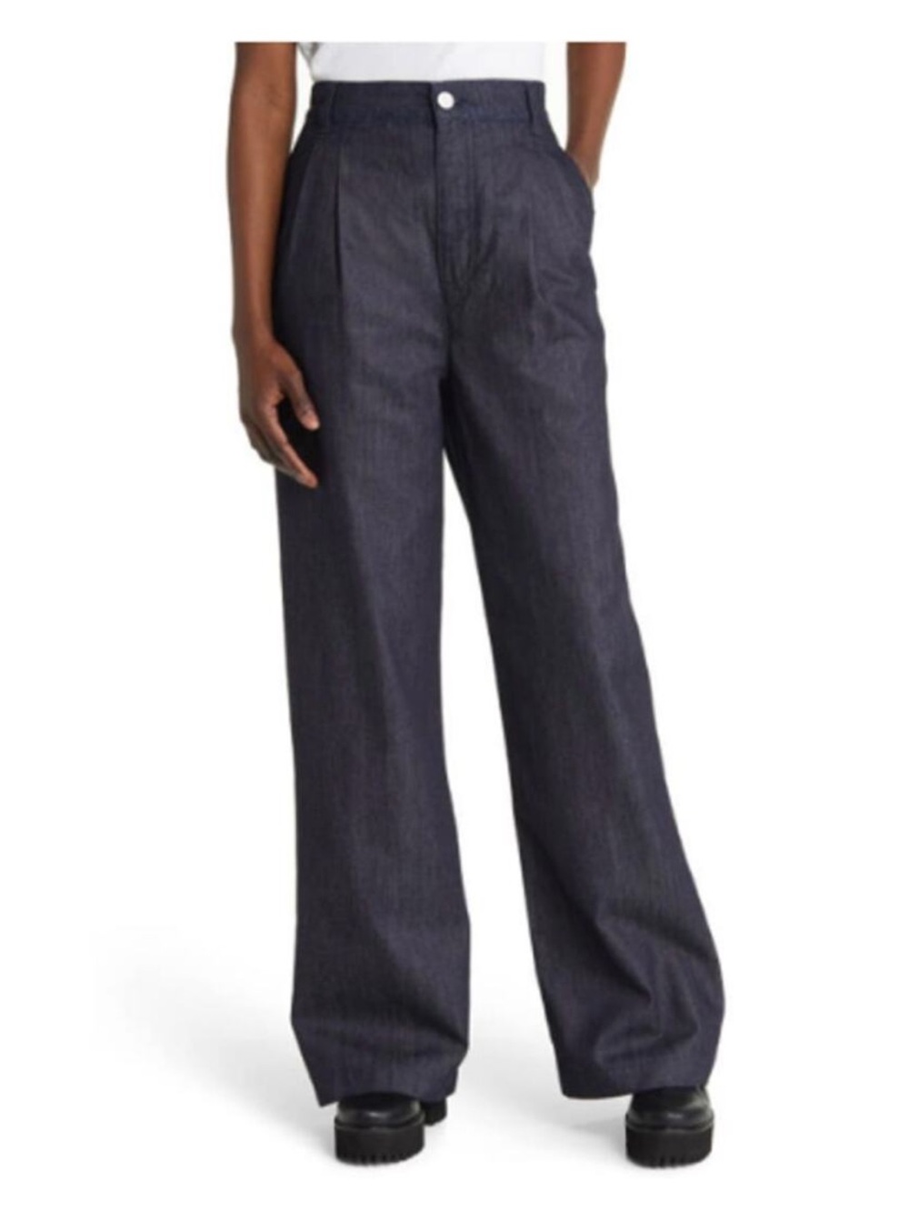 Frame Denim Dark Blue Wide-Leg Jean Trousers